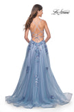 Picture of: Gorgeous Beaded Lace Applique Gown with Illusion Bodice in Slate Blue, Style: 32057, Detail Picture 4