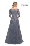 Picture of: Lace and Tulle A-line Gown with Three Quarter Sleeves, Style: 28036, Detail Picture 4