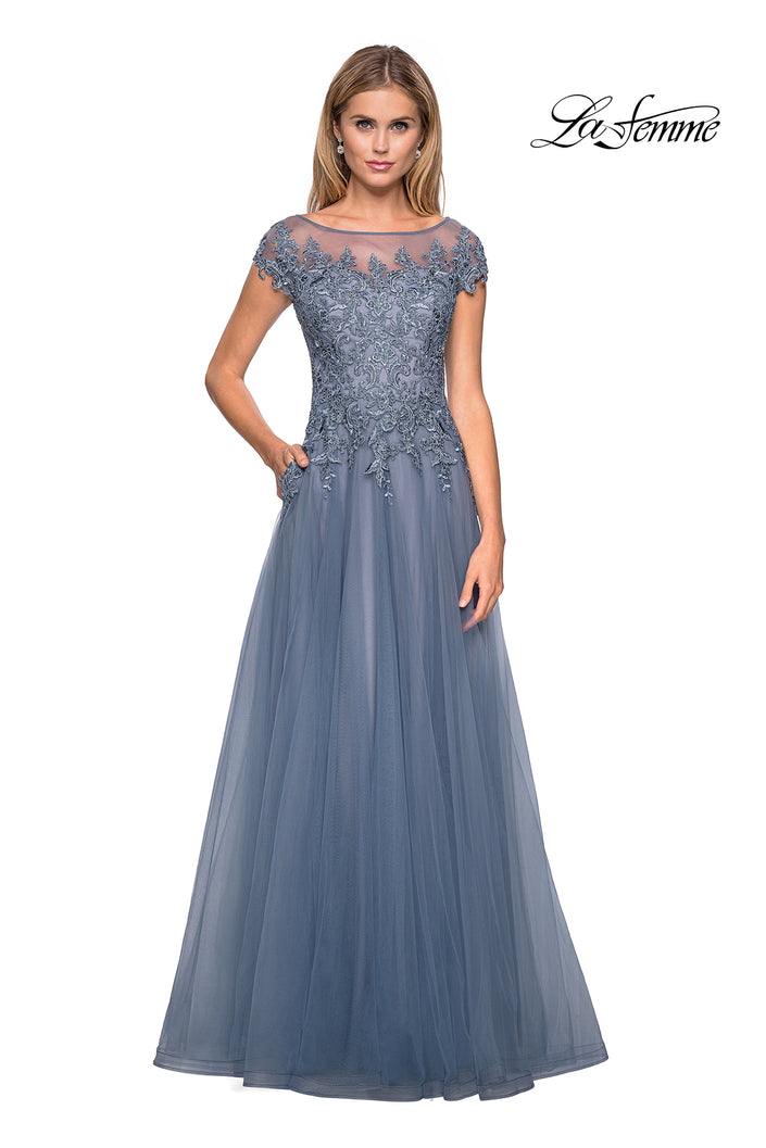Picture of: Long Tulle Gown with Lace Bodice and Pockets, Style: 26893, Detail Picture 5