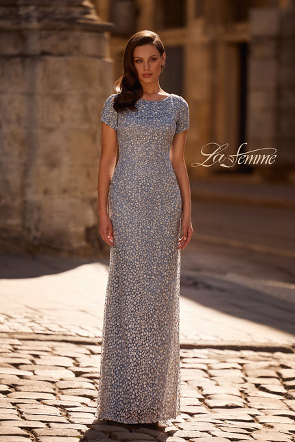 Picture of: Long Print Lace Dress with Short Sleeves, Style: 29134, Main Picture