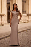 Picture of: Chic Satin Gown with Lace Off the Shoulder Top, Style: 29331, Main Picture