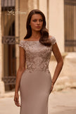 Picture of: Chic Satin Gown with Lace Off the Shoulder Top, Style: 29331, Detail Picture 1