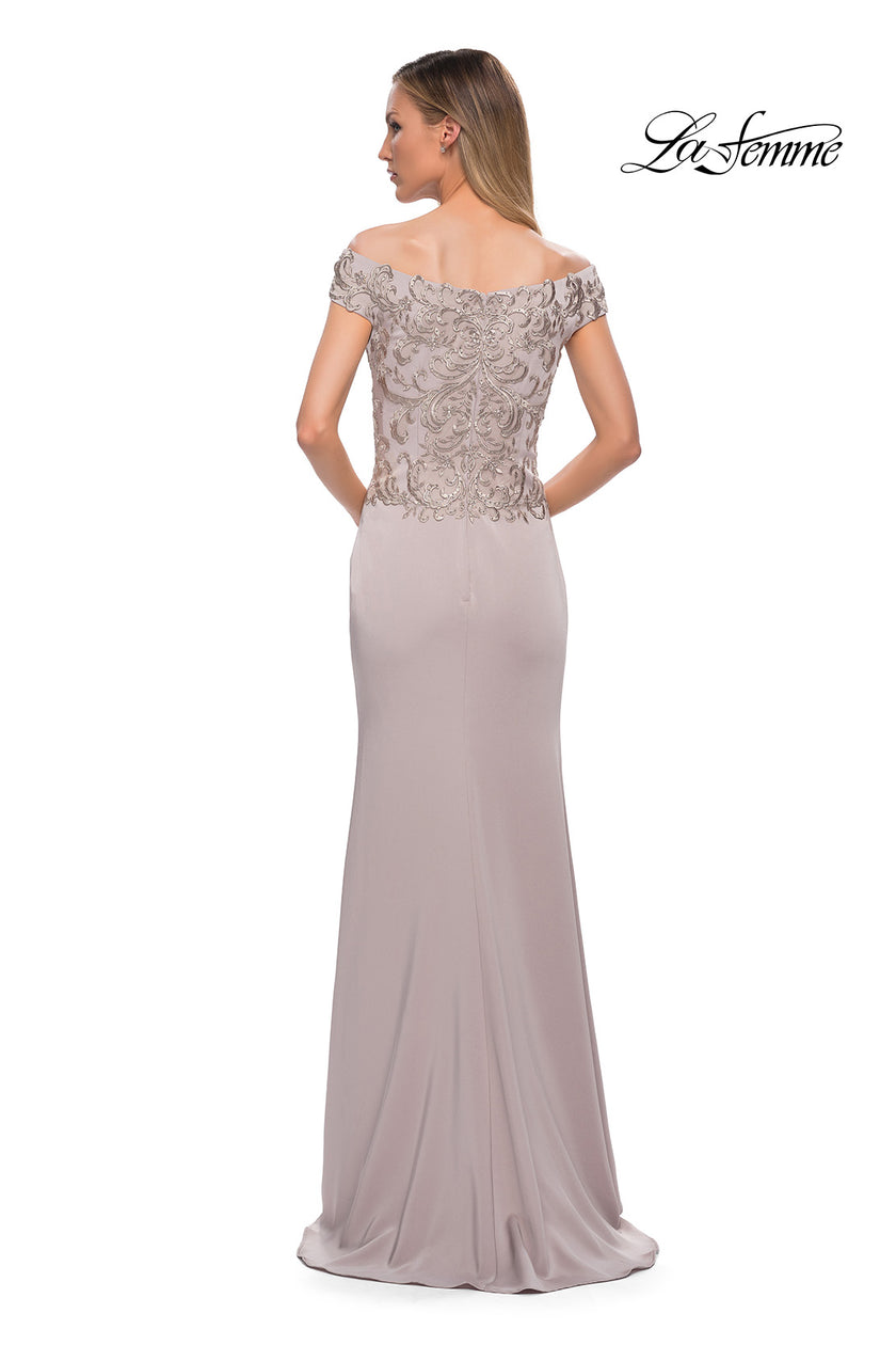 Picture of: Chic Satin Gown with Lace Off the Shoulder Top, Style: 29331, Detail Picture 4