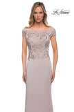 Picture of: Chic Satin Gown with Lace Off the Shoulder Top, Style: 29331, Detail Picture 5