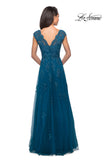 Picture of: Short Sleeve Lace Gown with Cascading Embellishments, Style: 26942, Detail Picture 10