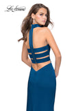 Picture of: Strapless Jersey Prom Dress with Attached Choker in Teal, Style: 25735, Back Picture