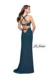 Picture of: Sparkly Jersey Dress with Side Cut Outs and Strappy Back in Teal, Style: 25258, Detail Picture 3