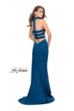 Picture of: Strapless Jersey Prom Dress with Attached Choker in Teal, Style: 25735, Detail Picture 3