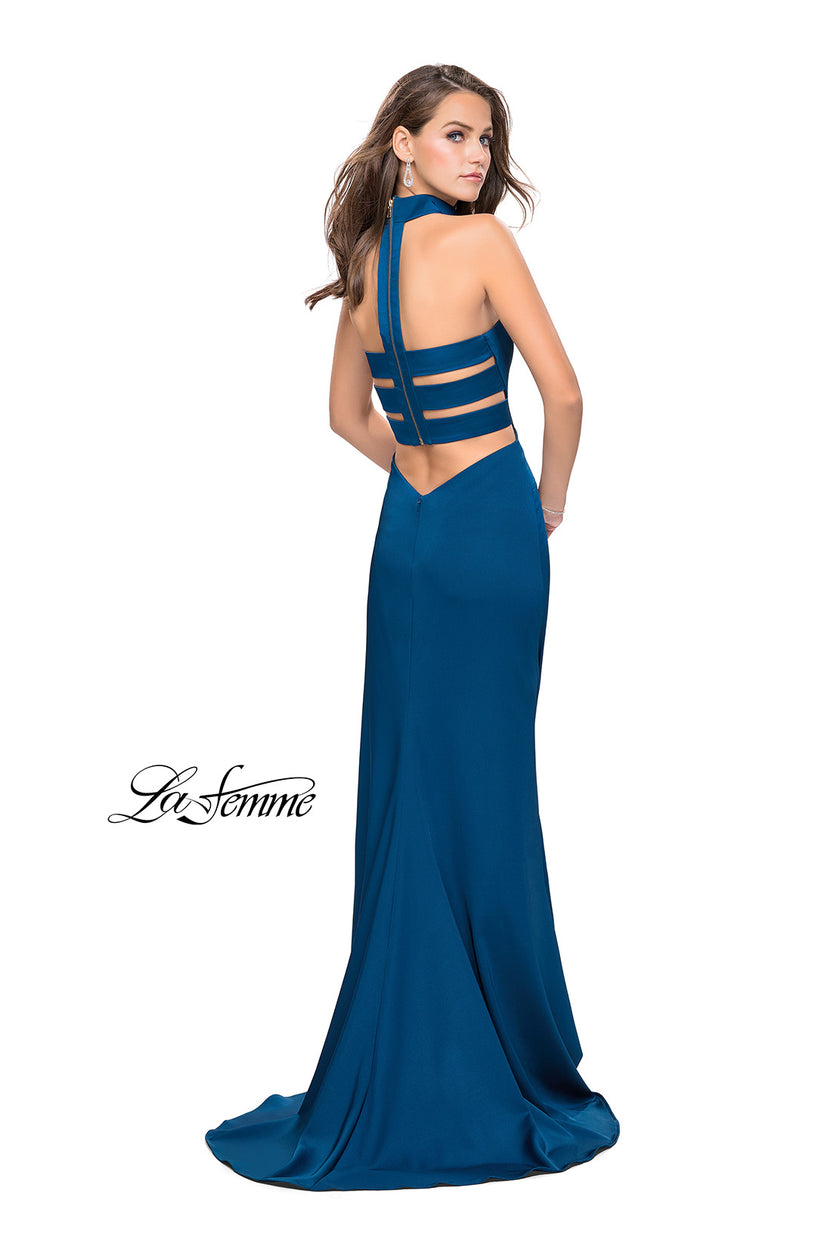 Picture of: Strapless Jersey Prom Dress with Attached Choker in Teal, Style: 25735, Detail Picture 3