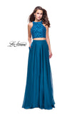 Picture of: Two Piece Prom Gown with Beaded lace Top and Pockets in Teal, Style: 26087, Detail Picture 3