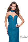 Picture of: Strapless Beaded Lace Mermaid Dress with T Back in Teal, Style: 26261, Detail Picture 5