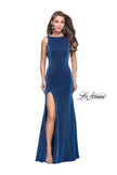Picture of: Form Fitting Prom Gown with Leg Slit and Ruching in Turquoise, Style: 25884, Main Picture