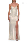 Picture of: Strapless Metallic Gown with Lace Trim and Lace-Up Back in White Gold, Style: 33418, Detail Picture 7