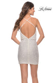 Picture of: Drape Front Mini Dress with Low Back in White, Style: 30949, Detail Picture 10