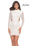 Picture of: Long Sleeve Sequin Party Dress with High Neckline in White, Style: 29406, Detail Picture 6