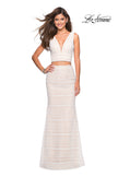 Picture of: Boho Inspired Lace Two Piece Long Prom Dress in White Nude, Style: 27189, Main Picture