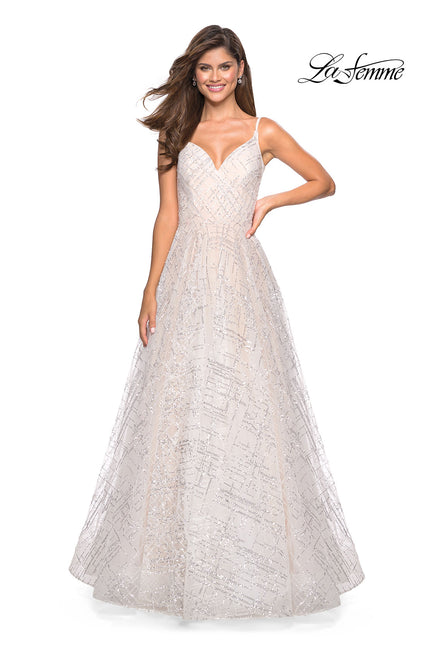 Picture of: Unique Sequin Prom Gown with Sweetheart Neckline in White Nude, Style: 27199, Main Picture