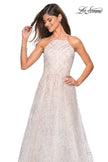 Picture of: High Neckline sequin A Line Prom Dress in White Nude, Style: 27451, Main Picture