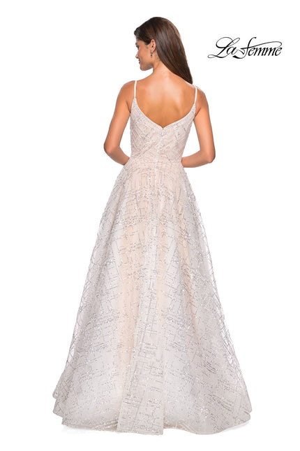 Picture of: Unique Sequin Prom Gown with Sweetheart Neckline in White Nude, Style: 27199, Back Picture