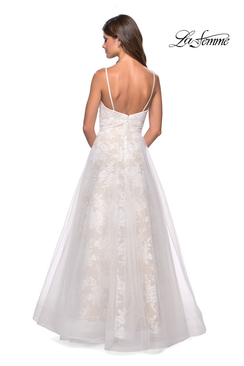 Picture of: Empire Waist Lace Ball Gown with Sweetheart Neckline in White Nude, Style: 27263, Back Picture