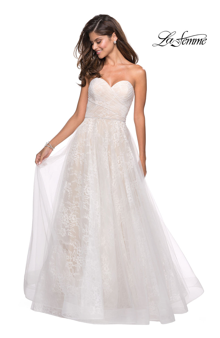 Picture of: Strapless Lace Ball Gown with Sweetheart Neckline in White Nude, Style: 27135, Detail Picture 2