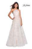 Picture of: High Neckline sequin A Line Prom Dress in White Nude, Style: 27451, Detail Picture 4