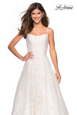 Picture of: Long Lace Organza Sweetheart Neckline Gown in White Nude, Style: 27190, Detail Picture 5