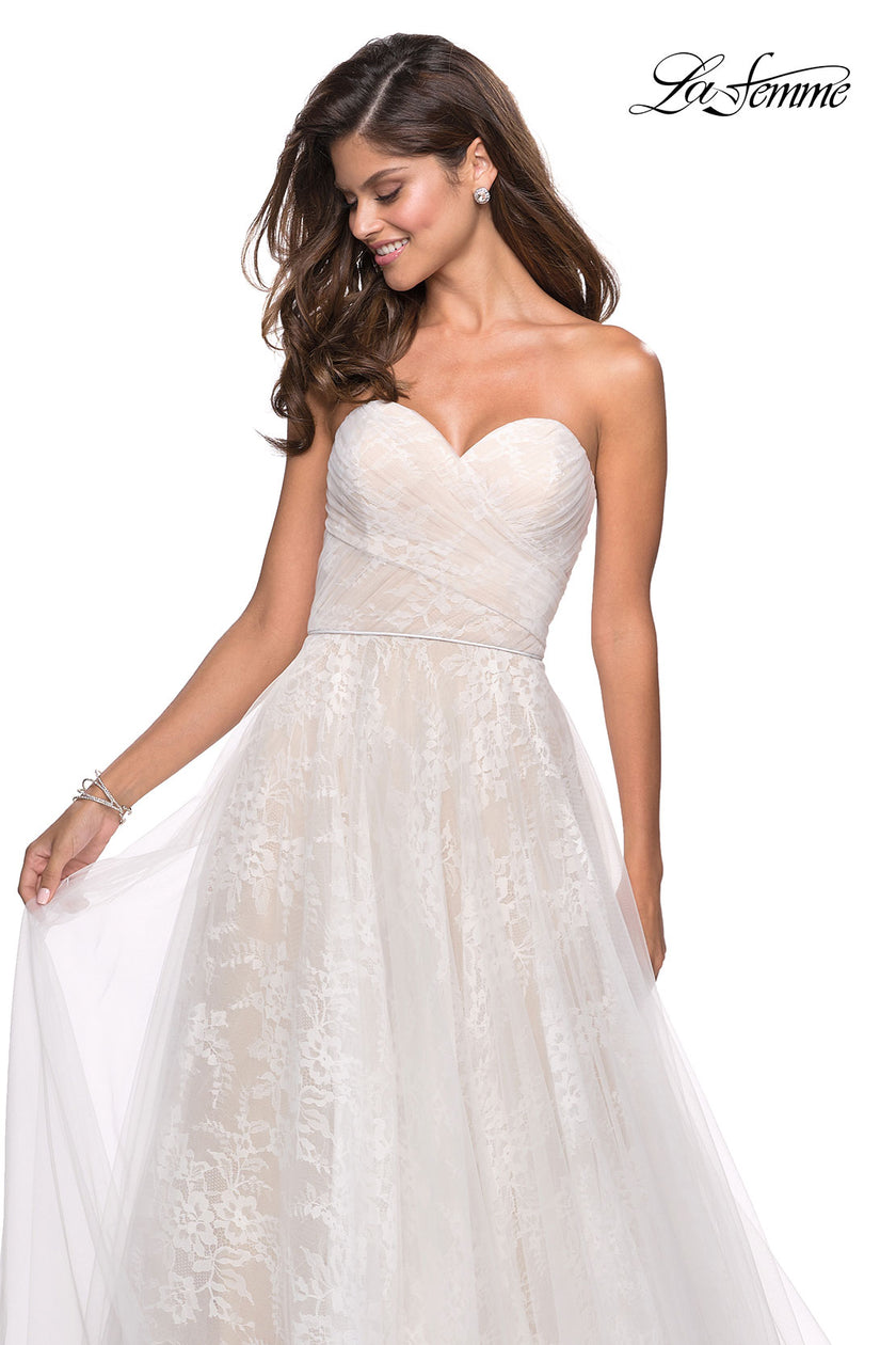 Picture of: Strapless Lace Ball Gown with Sweetheart Neckline in White Nude, Style: 27135, Detail Picture 6