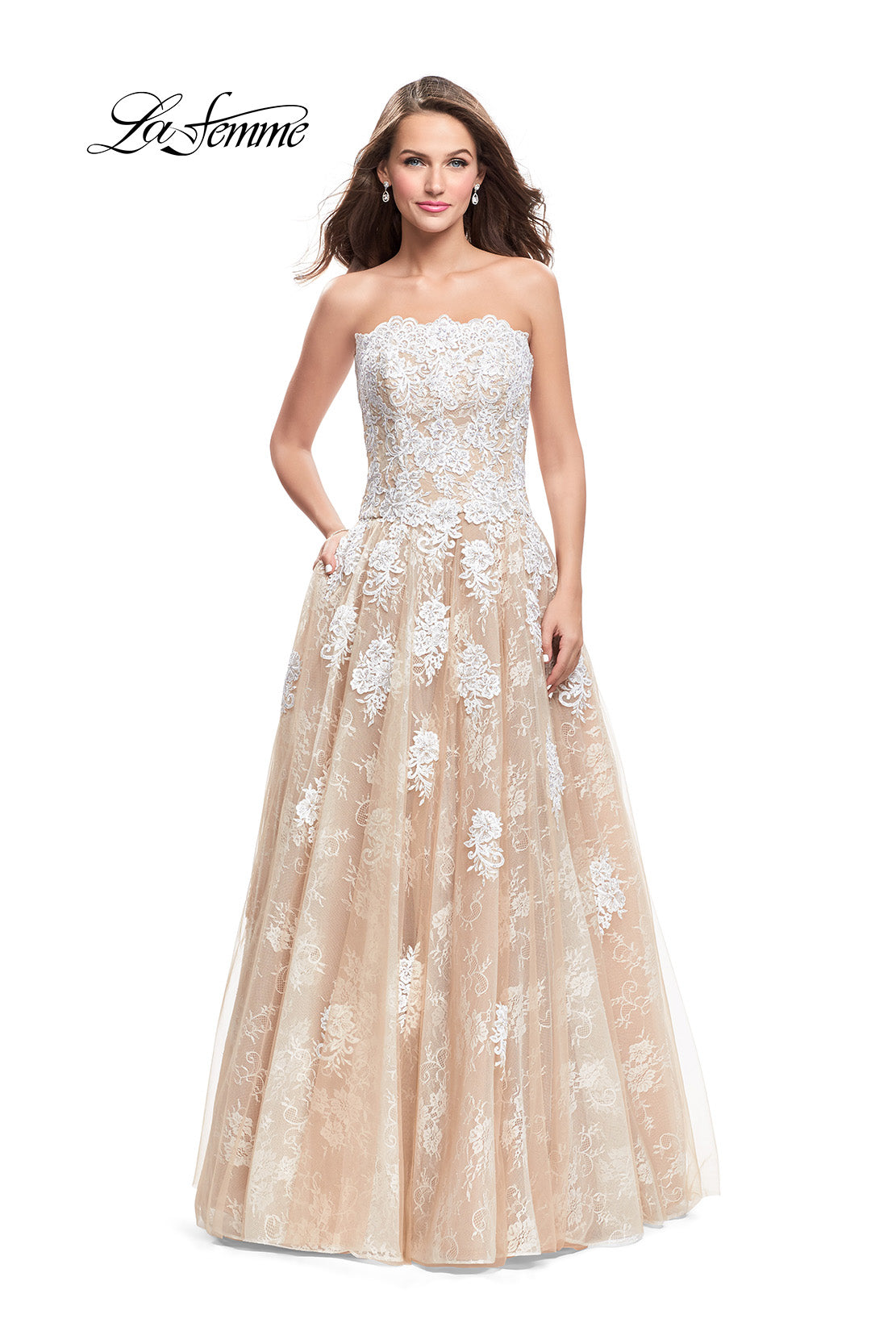 Picture of: Strapless A-line Prom Dress with Tulle in White, Style: 25925, Main Picture