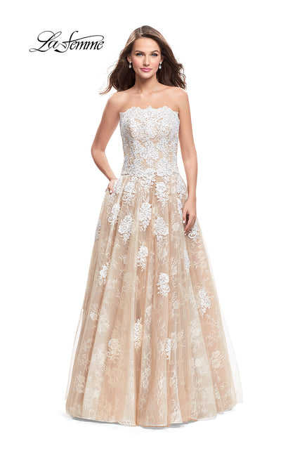 Picture of: Strapless A-line Prom Dress with Tulle in White, Style: 25925, Main Picture