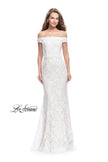 Picture of: Off the Shoulder Beaded Lace Gown with Ruffle Detail in White, Style: 26218, Main Picture