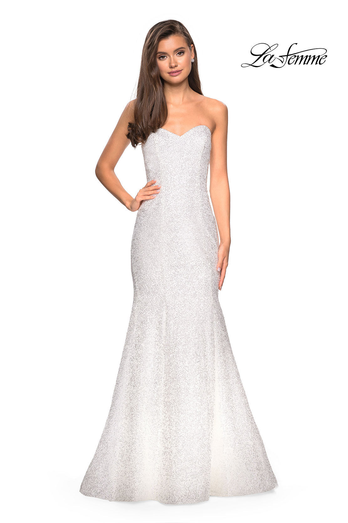 Picture of: sequin Strapless Mermaid Prom Dress in White, Style: 27791, Main Picture