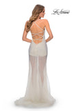 Picture of: Sheer Tulle Rhinestone Dress with Attached Shorts in White, Style: 28806, Detail Picture 8