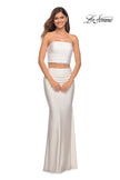 Picture of: Tube Top Two Piece Long Jersey Prom Dress in White, Style: 28703, Detail Picture 9