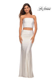 Picture of: Tube Top Two Piece Long Jersey Prom Dress in White, Style: 28703, Detail Picture 11