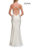 Picture of: Ruched Jersey Gown with Crisscross Open Back in White, Style: 33723, Detail Picture 16