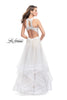 Picture of: Long Prom Ball Gown with Tulle Overlay and Beaded Top in White, Style: 25671, Back Picture