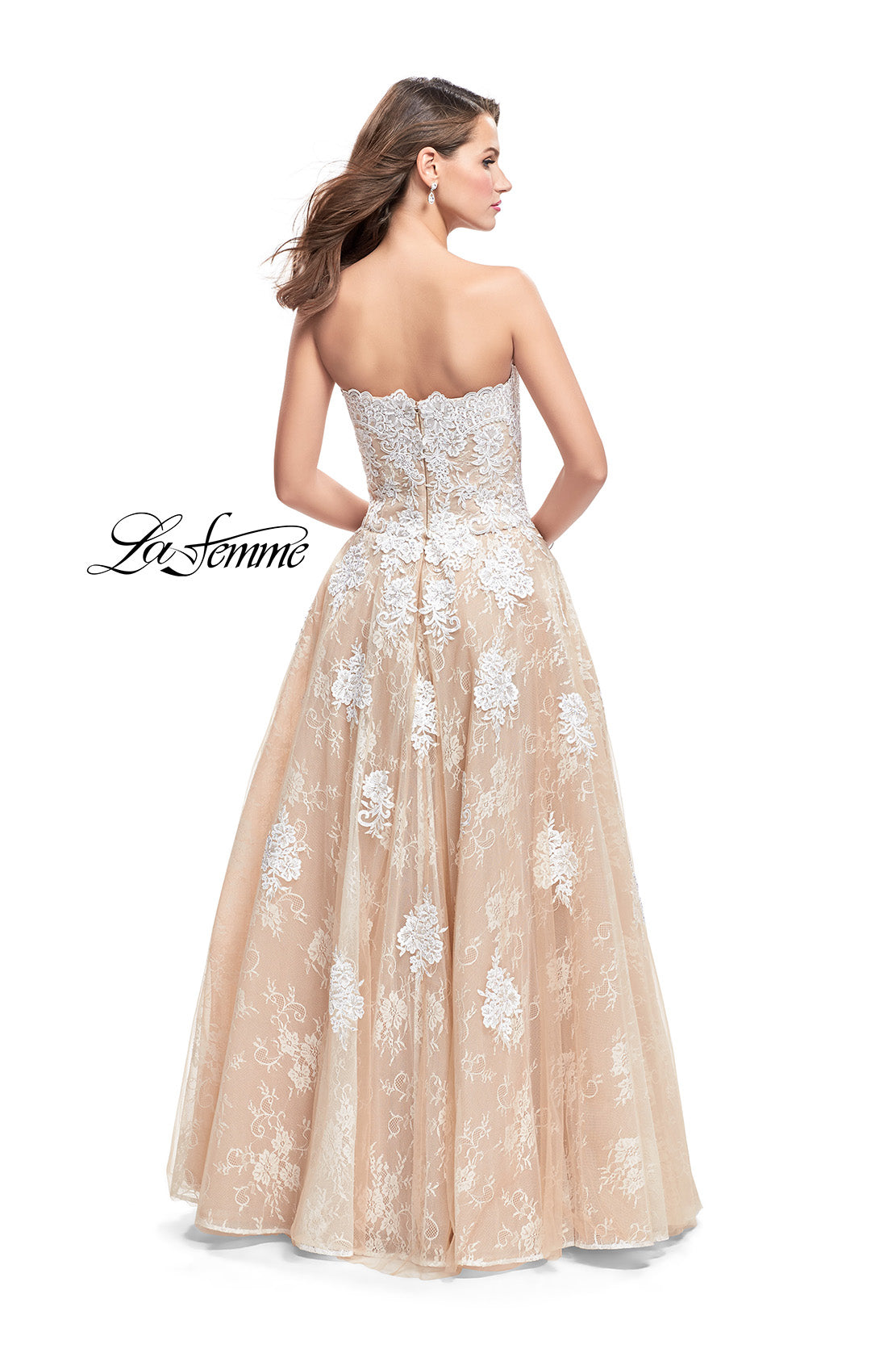 Picture of: Strapless A-line Prom Dress with Tulle in White, Style: 25925, Back Picture