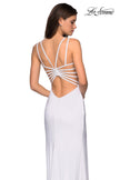 Picture of: Sultry Long Dress with Intricate Strappy Back in White, Style: 27072, Back Picture