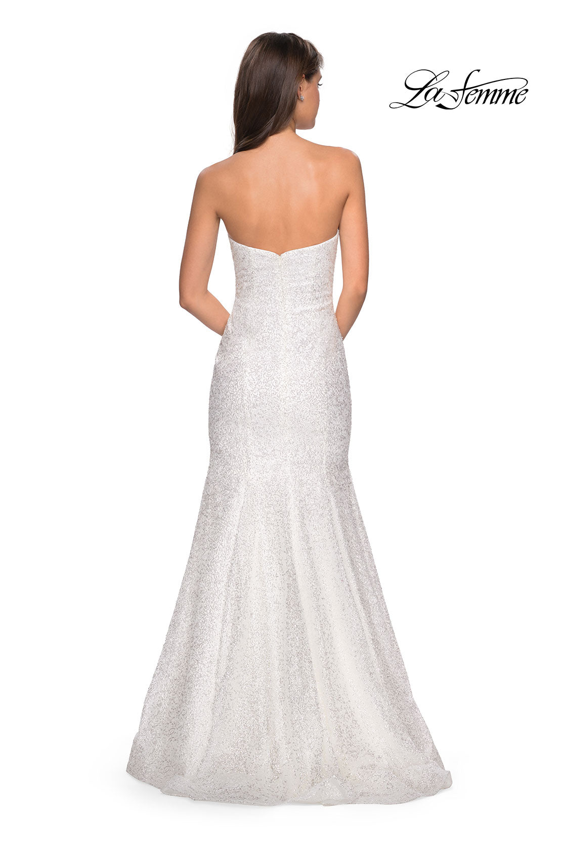 Picture of: sequin Strapless Mermaid Prom Dress in White, Style: 27791, Back Picture