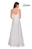 Picture of: Floor Length Sequin Prom Dress With Slit and V Back in White, Style: 27798, Back Picture