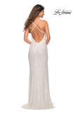 Picture of: Sequin Long Dress in Chic Design with Low Back in White, Back Picture
