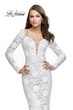 Picture of: Long Sleeve Lace Mermaid Prom Dress with Metallic Beads in White, Style: 25607, Detail Picture 1