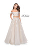 Picture of: Off the Shoulder Two Piece Gown with Polka Dot Print in White, Style: 26110, Detail Picture 1