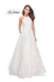 Picture of: High Neck A-line Gown with Beaded Bodice and Pockets in White, Style: 26337, Detail Picture 1