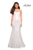 Picture of: Mermaid Style Rose Printed Strapless Prom Dress in White, Style: 27286, Detail Picture 1