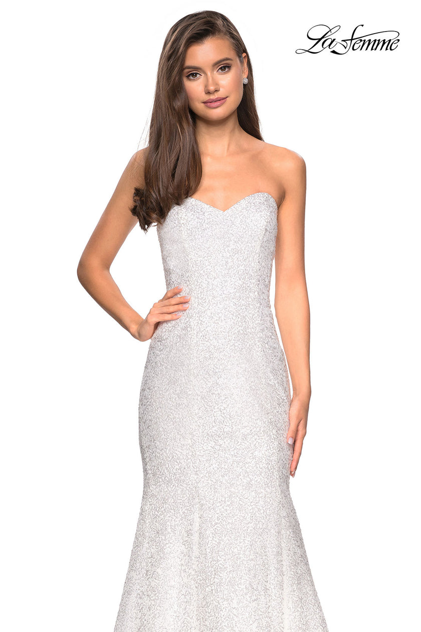 Picture of: sequin Strapless Mermaid Prom Dress in White, Style: 27791, Detail Picture 1