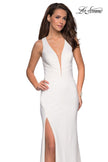 Picture of: Plunging Neckline Prom Dress with Criss Cross Back in White, Style: 27082, Detail Picture 2