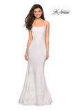 Picture of: Stretch Lace Gown with Square Neckline and Open Back in White, Style: 27565, Detail Picture 3