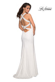 Picture of: Plunging Neckline Prom Dress with Criss Cross Back in White, Style: 27082, Detail Picture 4